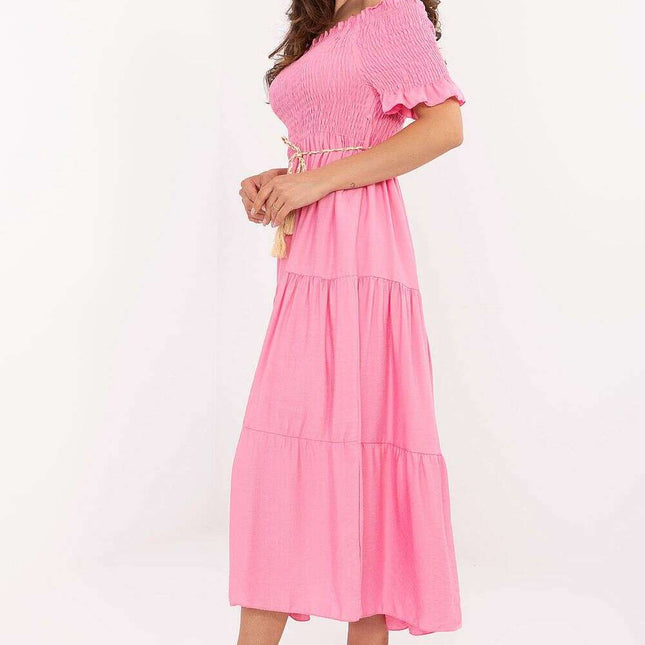 Daydress 215189 Flared Light Pink Viscose Nylon Midi Dress