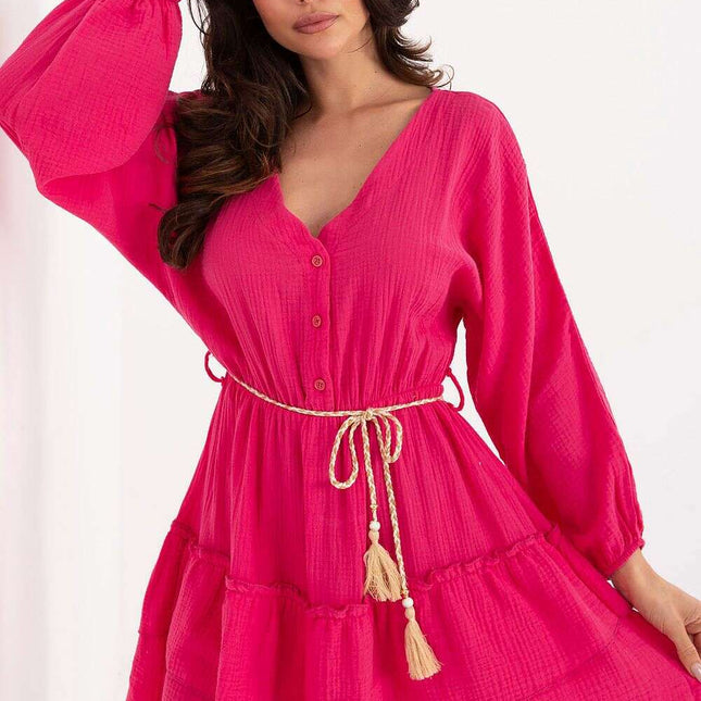Daydress 215195 Boho Muslin Mini Dress In Pink Lightweight