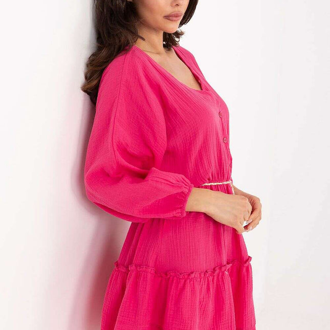 Daydress 215195 Boho Muslin Mini Dress In Pink Lightweight