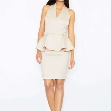 Chic V-Neck Midi Cocktail Dress with Zipper Detail - Style 48270 by FIGL