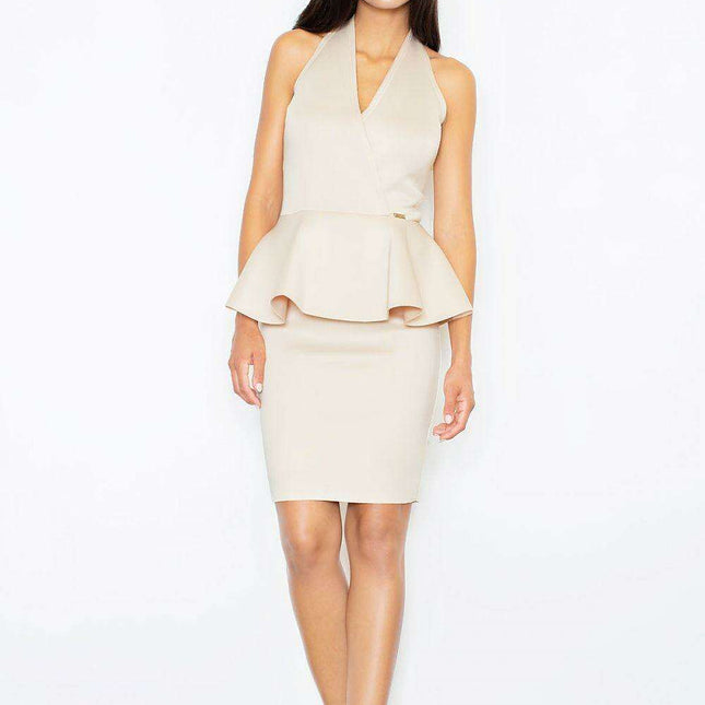 Chic V-Neck Midi Cocktail Dress with Zipper Detail - Style 48270 by FIGL