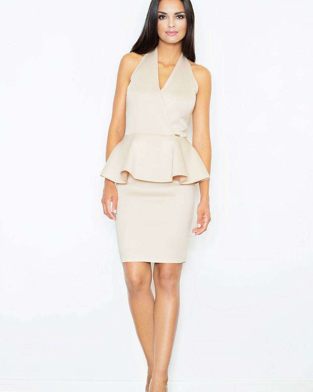 Chic V-Neck Midi Cocktail Dress with Zipper Detail - Style 48270 by FIGL