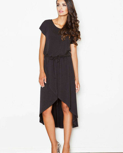 Chic Asymmetrical Wrap Dress with Boat Neckline - Effortless Style for Everyday Wear