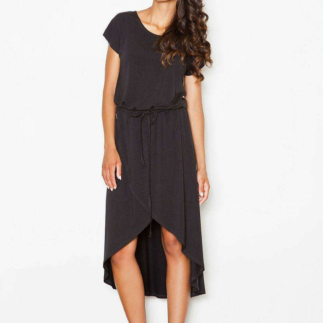 Chic Asymmetrical Wrap Dress with Boat Neckline - Effortless Style for Everyday Wear