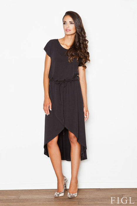 Chic Wrap Dress with Boat Neckline and Asymmetrical Hem - Versatile Daydress for Everyday Comfort