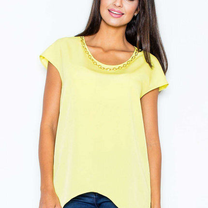 Chic Asymmetrical Top with Luxe Gold Chain Accent