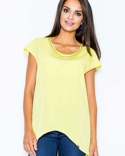 Chic Asymmetrical Top with Luxe Gold Chain Accent