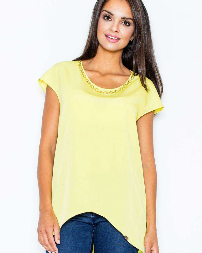 Chic Asymmetrical Top with Luxe Gold Chain Accent