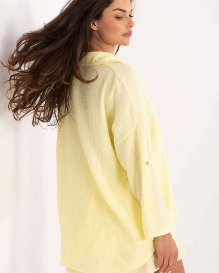 Women Long Sleeve Cotton Muslin Shirt Model 215498 Yellow