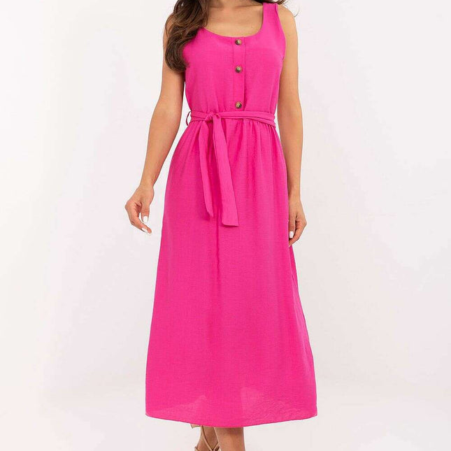 Pink Daydress 215554 Flared Summer Dress Viscose Nylon