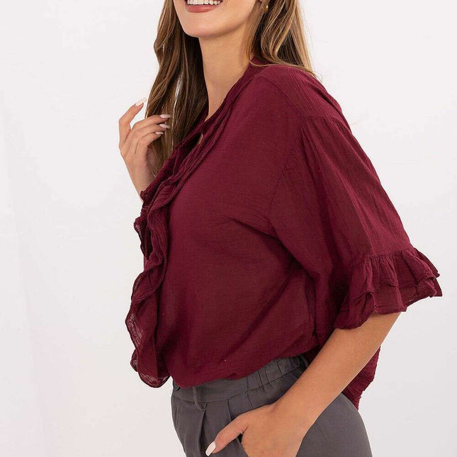 Red Boho Style Shirt Model 215811 For Everyday Workwear