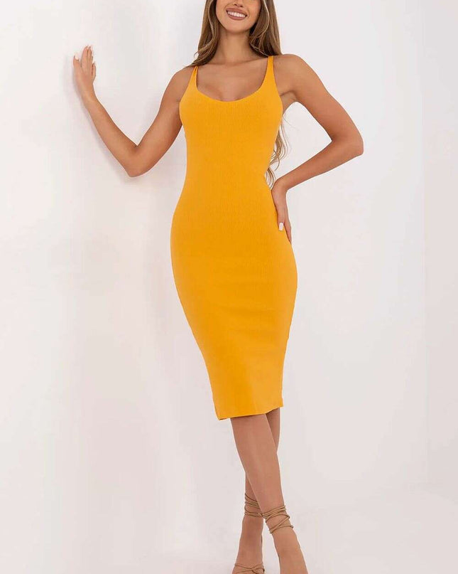 Orange Striped Pencil Dress With Straps Daydress Rue Paris