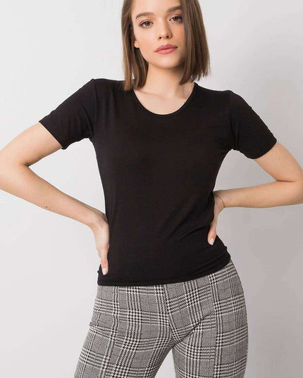 Black Blouse With Open Back And Tie For Women 215852