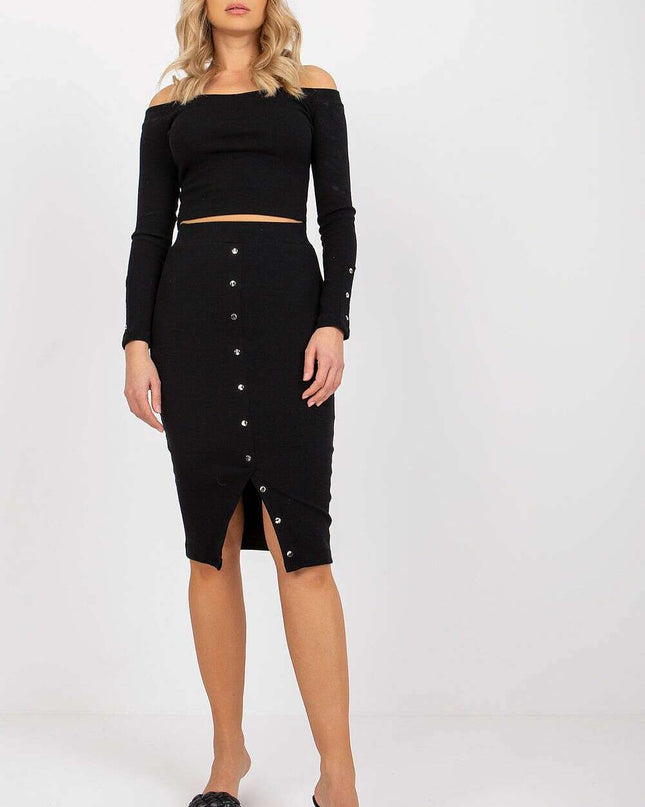 Ribbed Womens Set With Off The Shoulder Blouse 215918