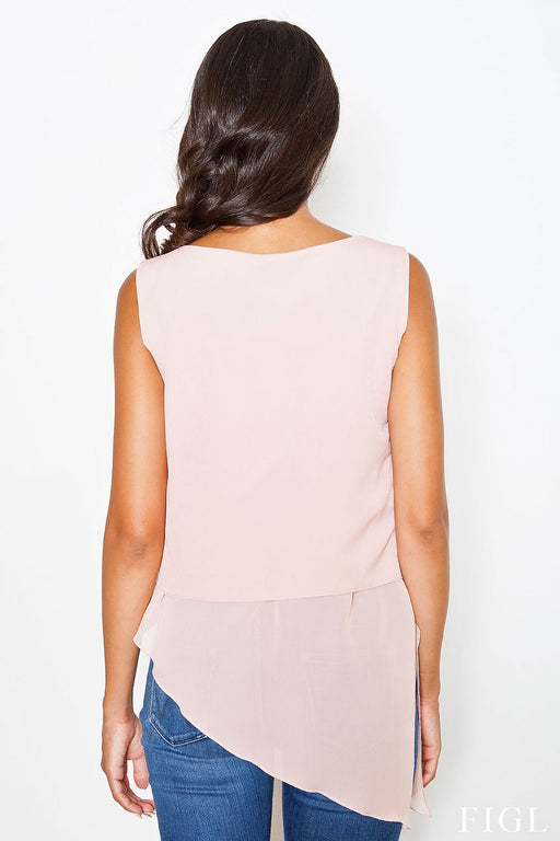 Sophisticated Sleeveless Asymmetrical Blouse crafted by Figl