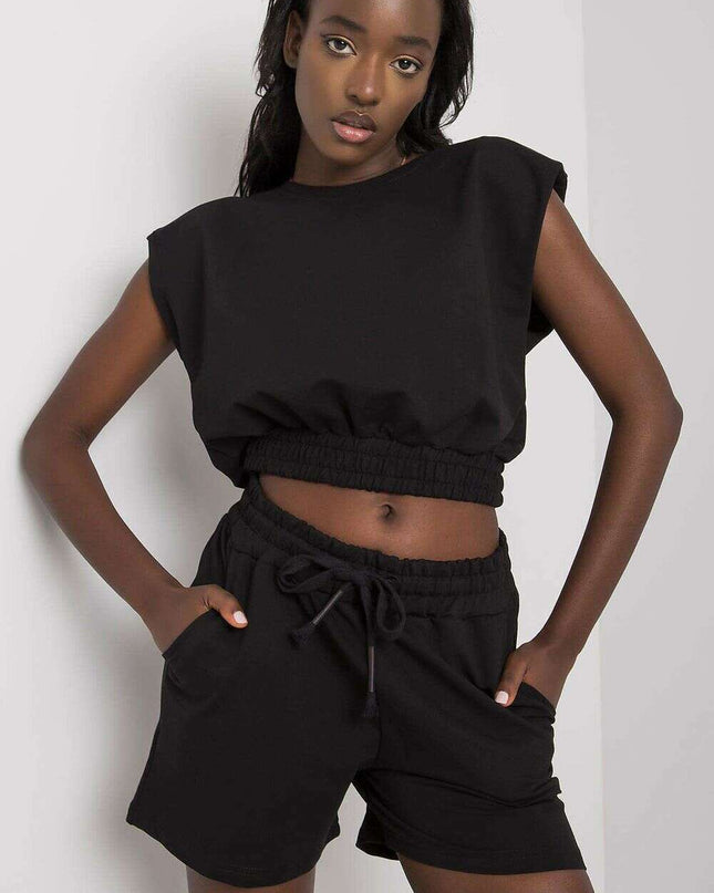 Womens Sweatshirt And Shorts Set Black Rue Paris Complete