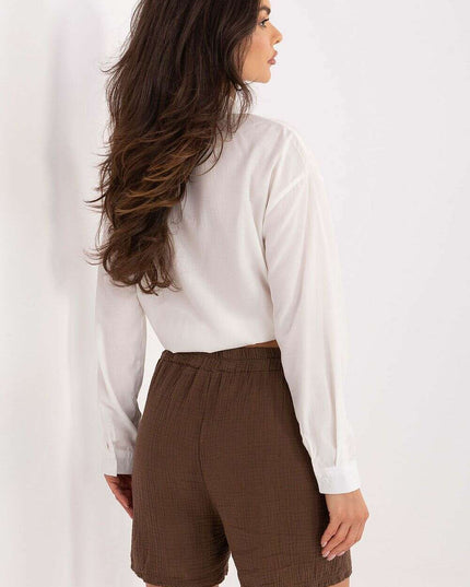 Brown Muslin Shorts 216111 Women Lightweight Cotton