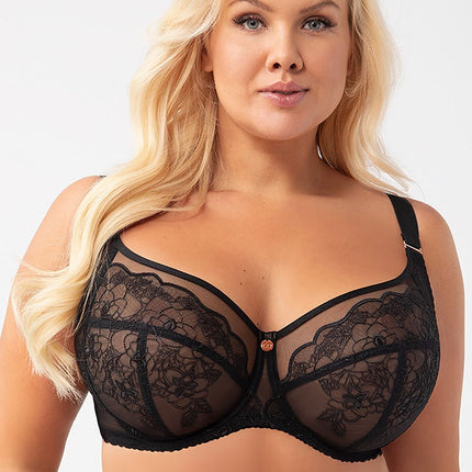 Gorsenia Lingerie Soft Comfort Bra with Adjustable Straps and Lace Tri