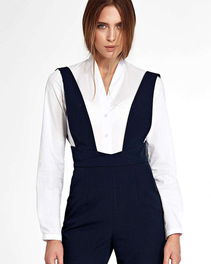 White Shapewear Bodysuit Long Sleeve No Collar 216351