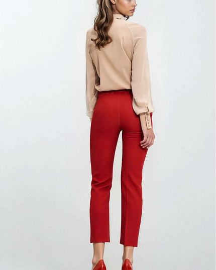 Beige Blouse With Neck Tie And Elegant Cuff Details