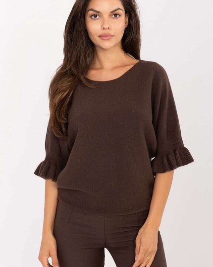 Jumper Model 216665 Womens Brown Sweater For Everyday Wear