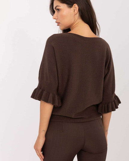 Jumper Model 216665 Womens Brown Sweater For Everyday Wear