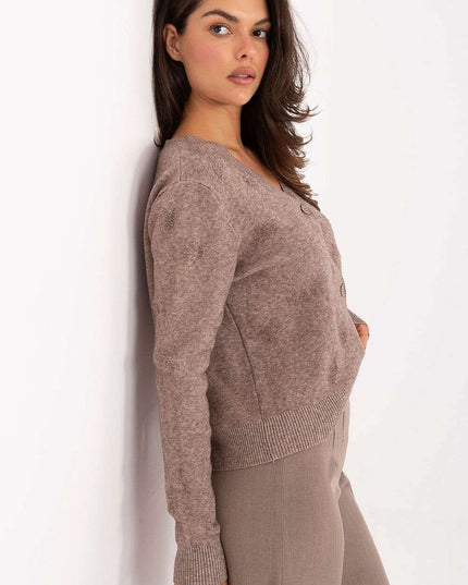 Beige Women Cardigan 216675 Viscose Blend For Office Wear