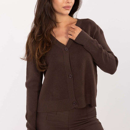 Brown Cardigan 216677 For Women Viscose Polyester Nylon