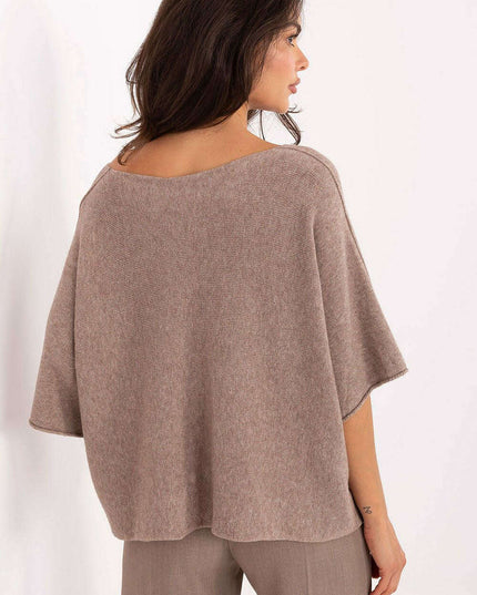 Beige Short Sleeve Sweater Model 216681 for Women Everyday