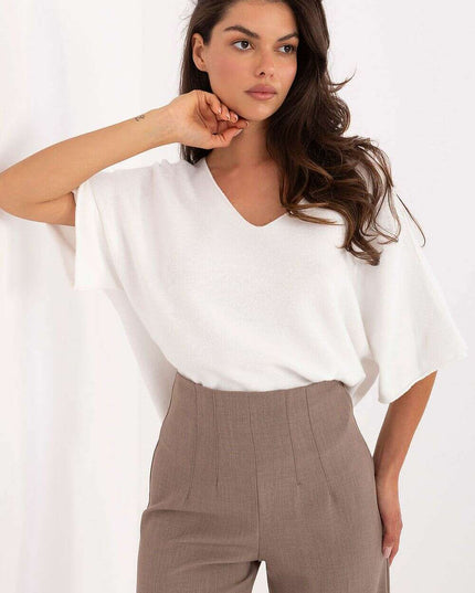 White Short Sleeve Sweater Model 216683 for Women Online