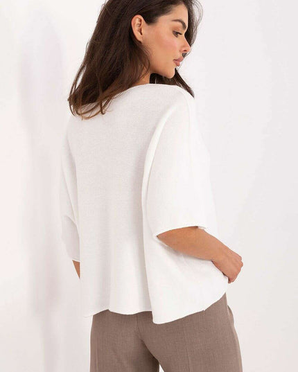 White Short Sleeve Sweater Model 216683 for Women Online