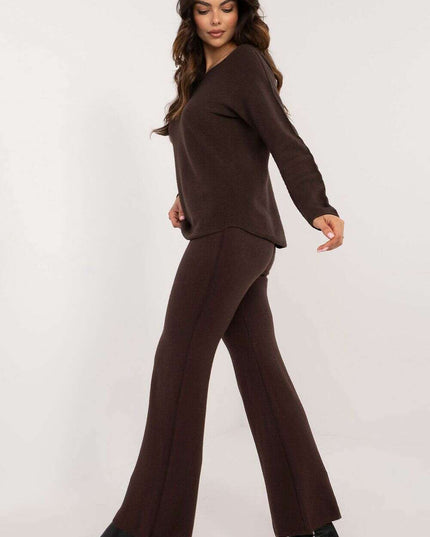 Brown Womens Sweater Set 216690 Cozy Viscose Blend Pants