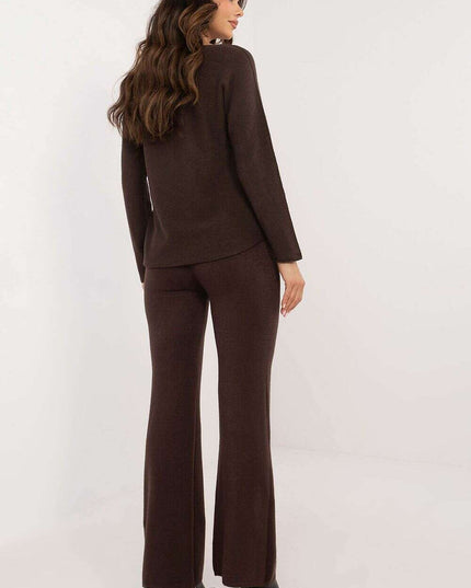 Brown Womens Sweater Set 216690 Cozy Viscose Blend Pants