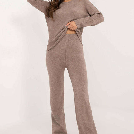 Casual Womens Sweater And Pants Set With Round Neckline
