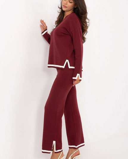 Casual Womens Red Sweater Set 216695 Two Piece Comfort