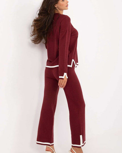 Casual Womens Red Sweater Set 216695 Two Piece Comfort