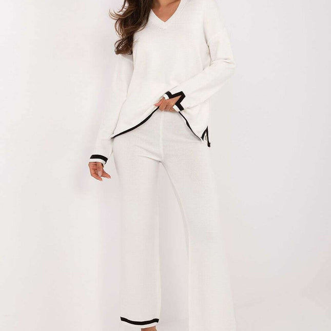 Beige Women Sweater Set 216697 With Coordinating Pants