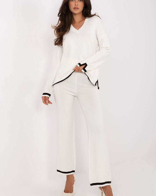 Beige Women Sweater Set 216697 With Coordinating Pants