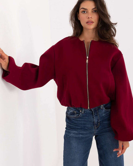 Womens Red Short Transitional Jacket Model 216702 With Zip