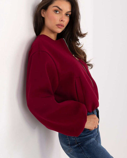 Womens Red Short Transitional Jacket Model 216702 With Zip