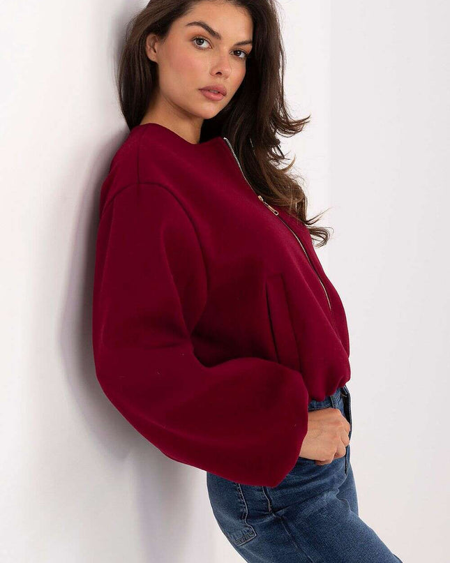 Womens Red Short Transitional Jacket Model 216702 With Zip