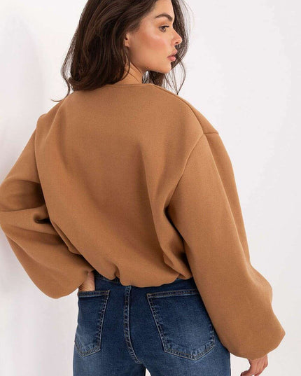 Brown Womens Jacket 216703 Short Transitional Zipper Pockets