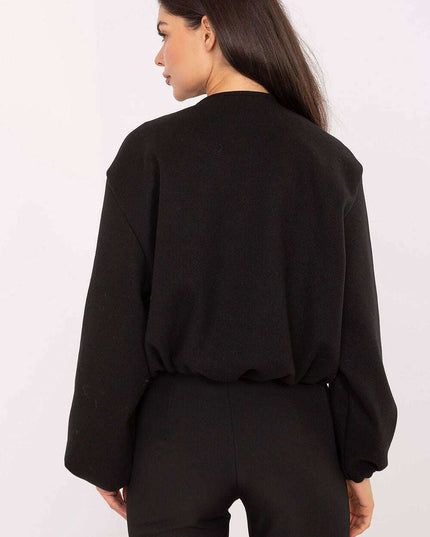 Women's Short Cut Transitional Jacket With Zip Front Black