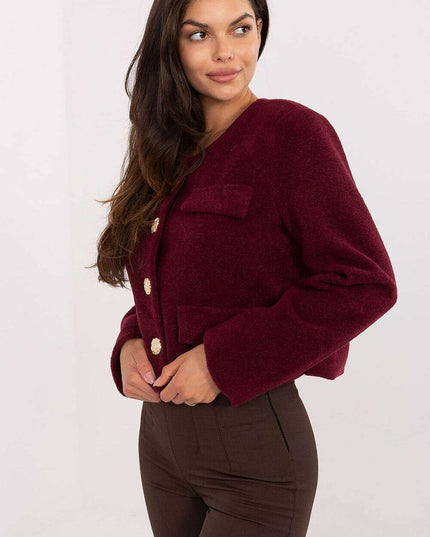 Red Women's Short Jacket 216706 With Button Closure