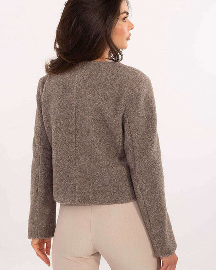 Beige Women's Short Jacket 216708 With Button Front