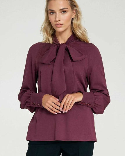 Women's Viscose Scarf-Neck Blouse with Decorative Cuffs – Très Elite