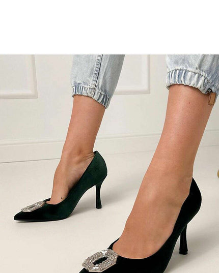 Women’s Zircon Embellished High Heels – Elegant Pointed Toe Stilettos