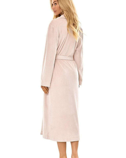 Women’s Quilted Knee-Length Bathrobe with Pockets & Tie Waist