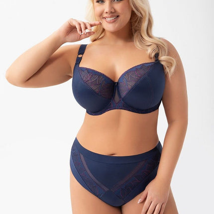 Gorsenia Lingerie Soft Comfort Bra with Adjustable Straps and Lace Tri