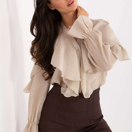 Women's Lyocell Blend Jabot Long Sleeve Shirt – Très Elite